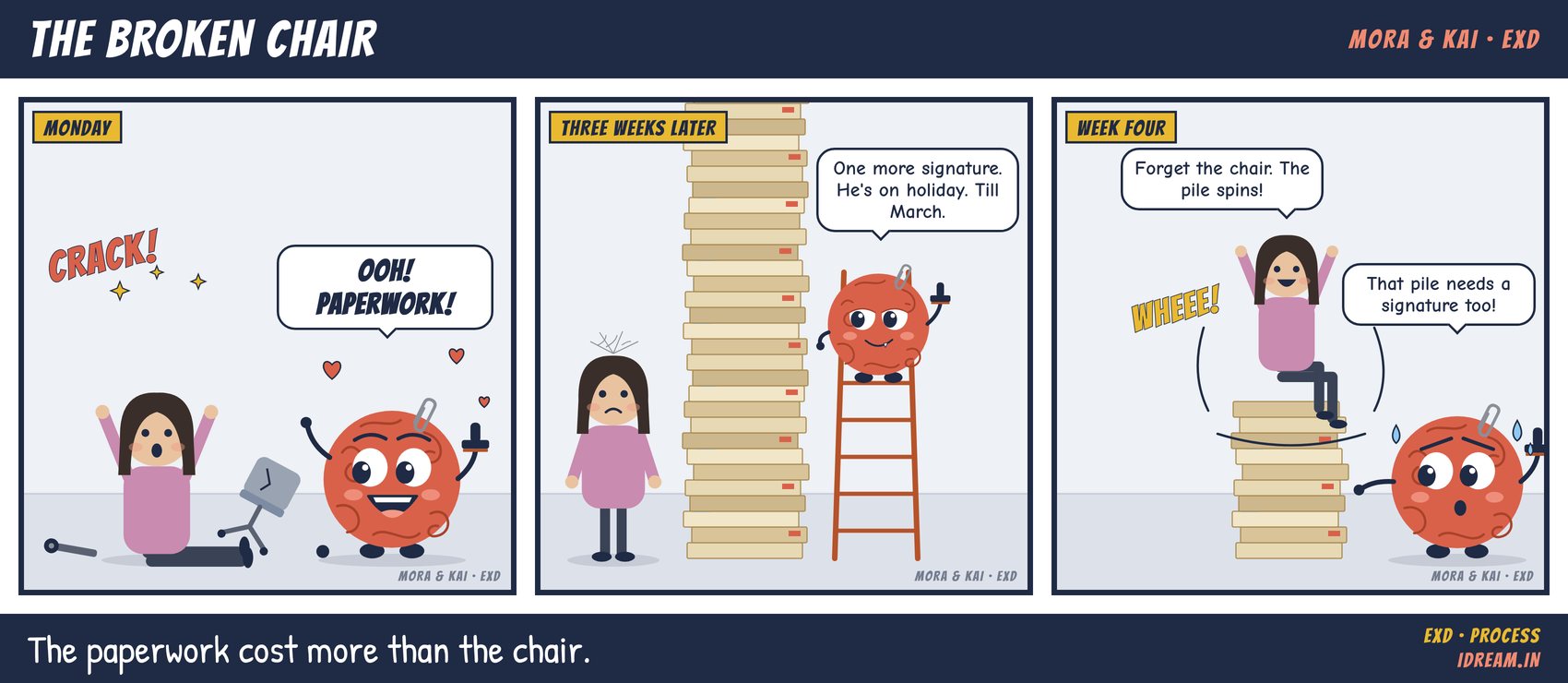 Mora & Kai cartoon strip: The Broken Chair