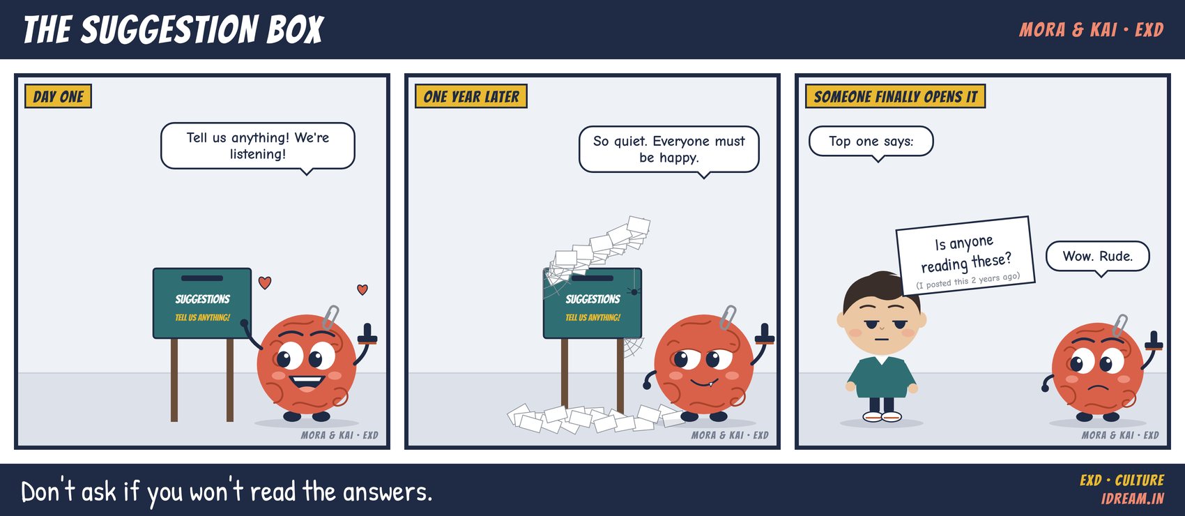 Mora & Kai cartoon strip: The Suggestion Box