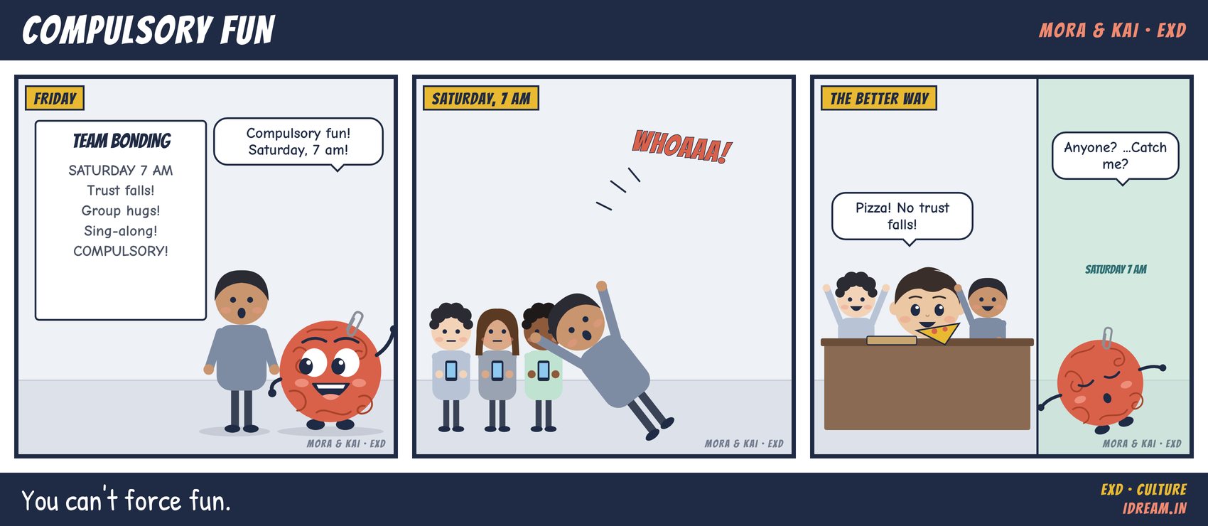 Mora & Kai cartoon strip: Compulsory Fun