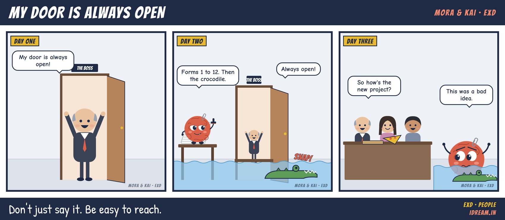 Mora & Kai cartoon strip: My Door Is Always Open